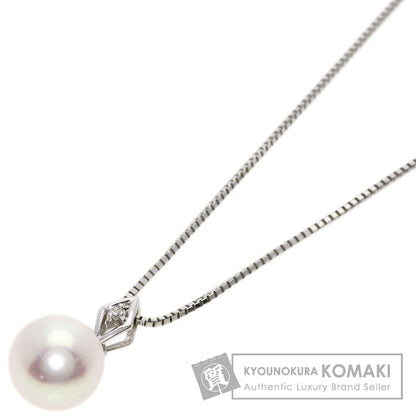 0.01ct Akoya Pearl Pearl Diamond Necklace Platinum PT850 K18 White Gold 3.6g　Ladies