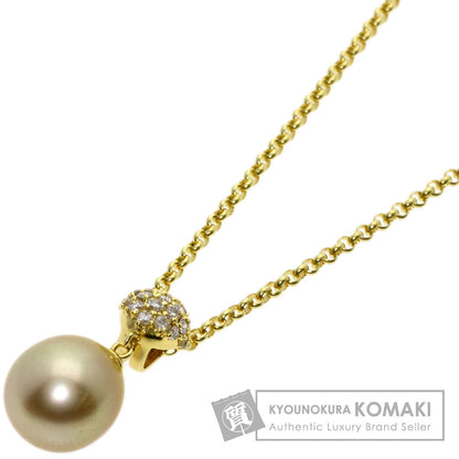 0.38ct Pearl Pearl Diamond Necklace K18 Yellow Gold  8.9g　Ladies