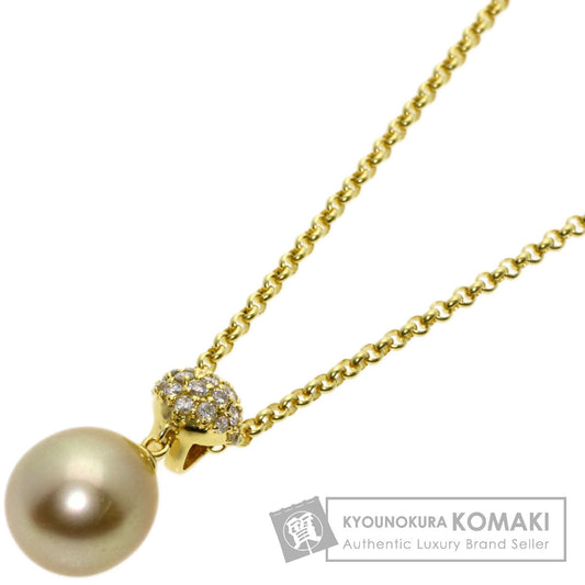 0.38ct Pearl Pearl Diamond Necklace K18 Yellow Gold  8.9g　Ladies