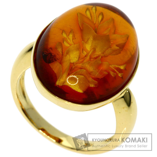 Amber Amber Intaglio Ring K18 Yellow Gold  6.8g　Ladies