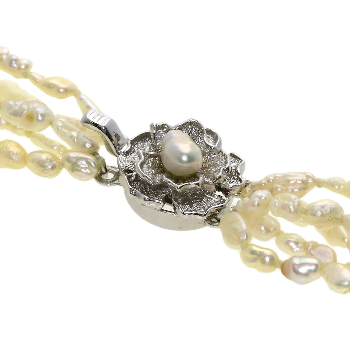Freshwater Pearl Pearl 5 strands Necklace Silver 35g　Ladies