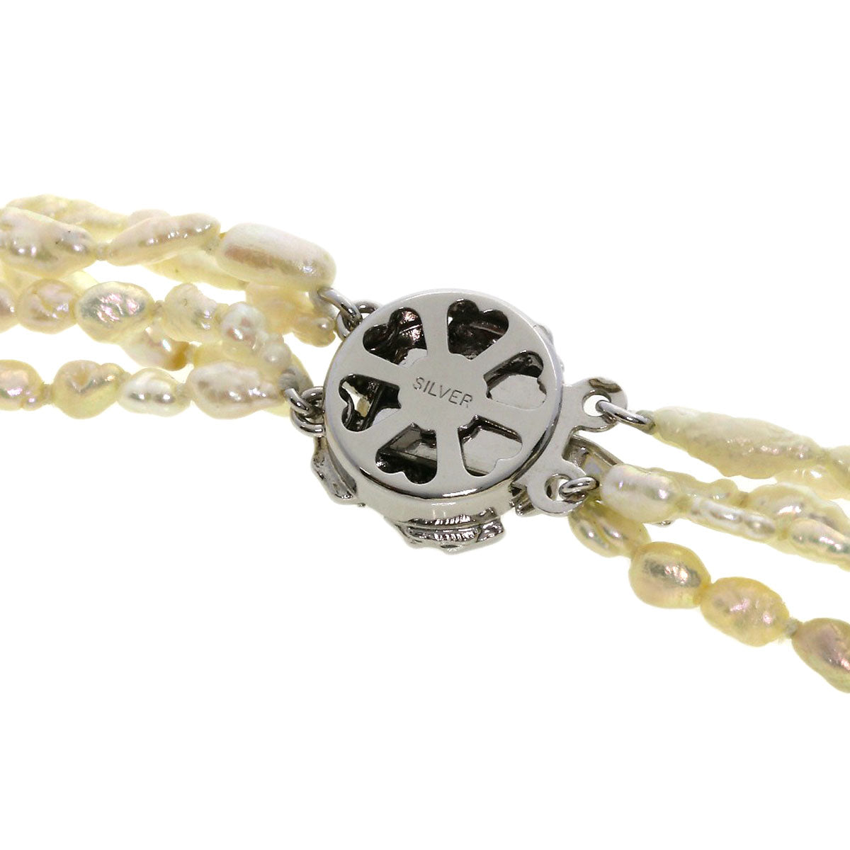 淡水パール 真珠 5連 ネックレス シルバー 35g レディース 【中古】