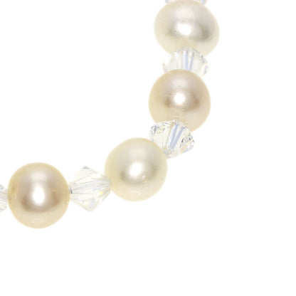Freshwater Pearl Pearl Crystal 3 rows Necklace Silver 51.1g　Ladies