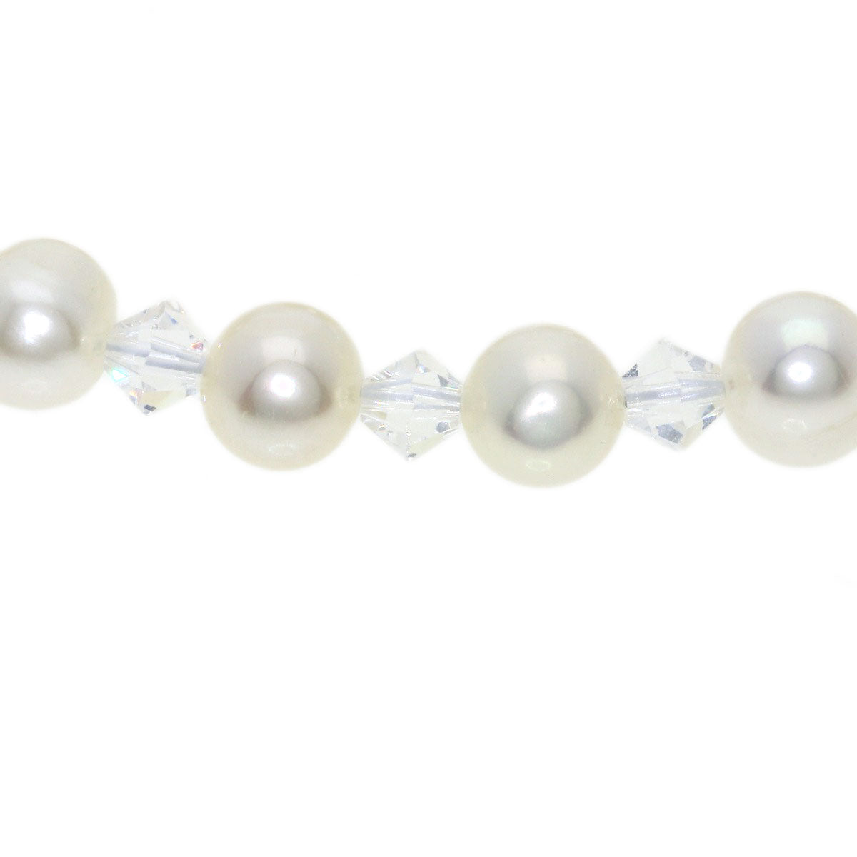 Freshwater Pearl Pearl Crystal 3 rows Necklace Silver 51.1g　Ladies