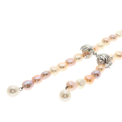 Freshwater Pearl Pearl Diamond Necklace Silver 53.7g　Ladies
