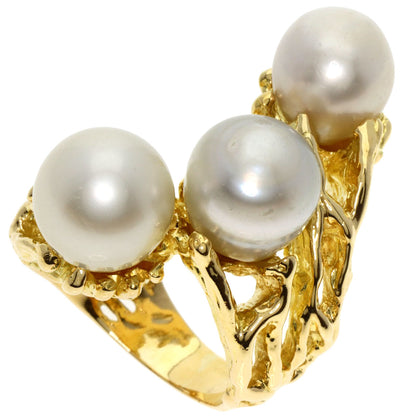 South SeaPearl Pearl Diamond Ring K18 Yellow Gold  32.4g　Ladies