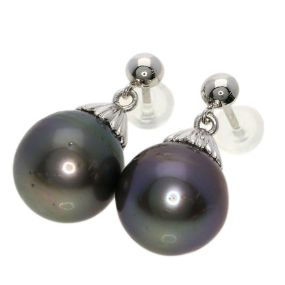 South Sea Black Pearl Pearl earring Platinum PT900  6.4g　Ladies