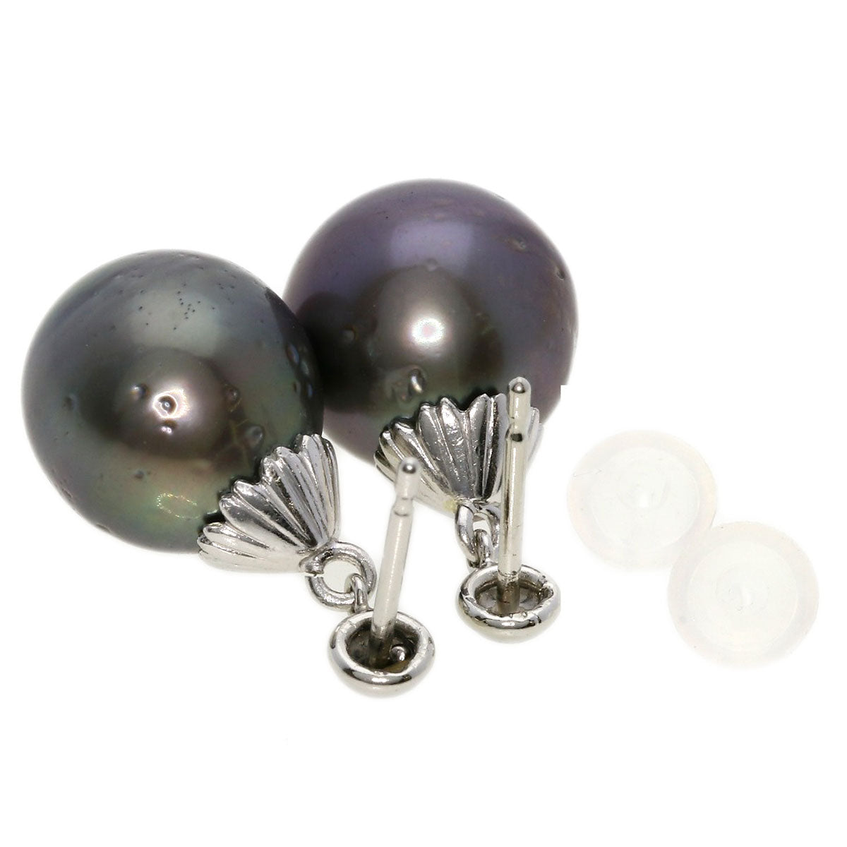 South Sea Black Pearl Pearl earring Platinum PT900  6.4g　Ladies