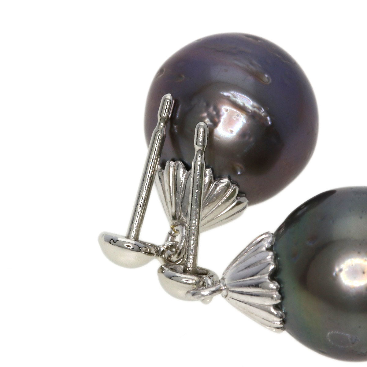 South Sea Black Pearl Pearl earring Platinum PT900  6.4g　Ladies