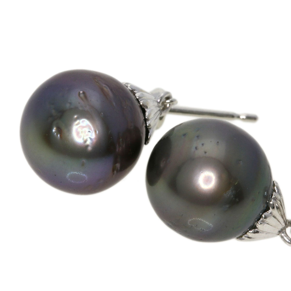 South Sea Black Pearl Pearl earring Platinum PT900  6.4g　Ladies