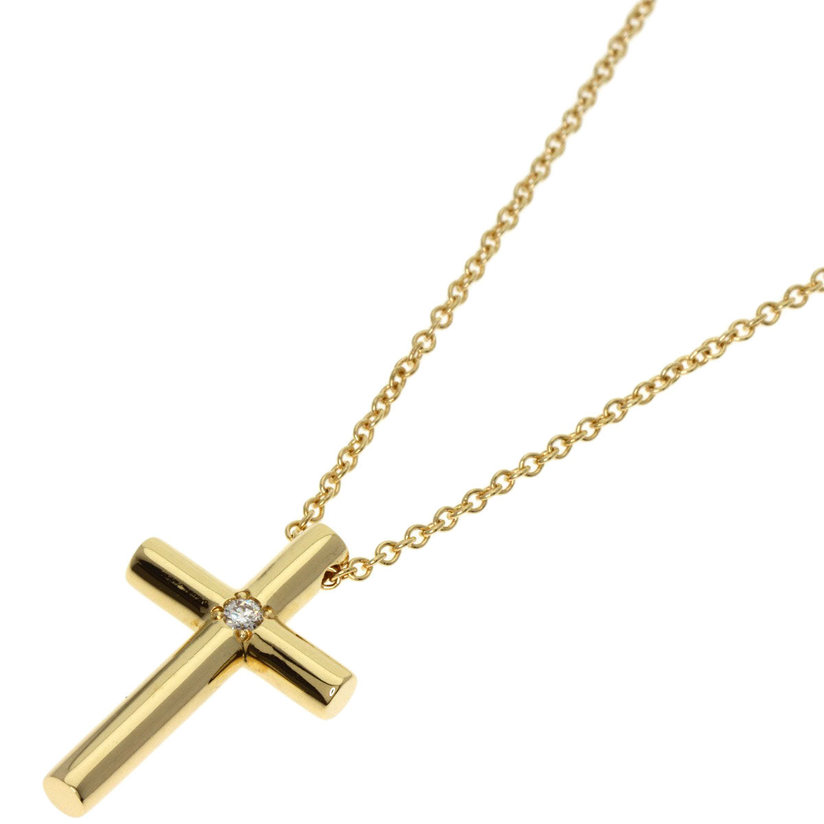 TIFFANY&Co.   Necklace Cross 1P Diamond K18 Yellow Gold Ladies