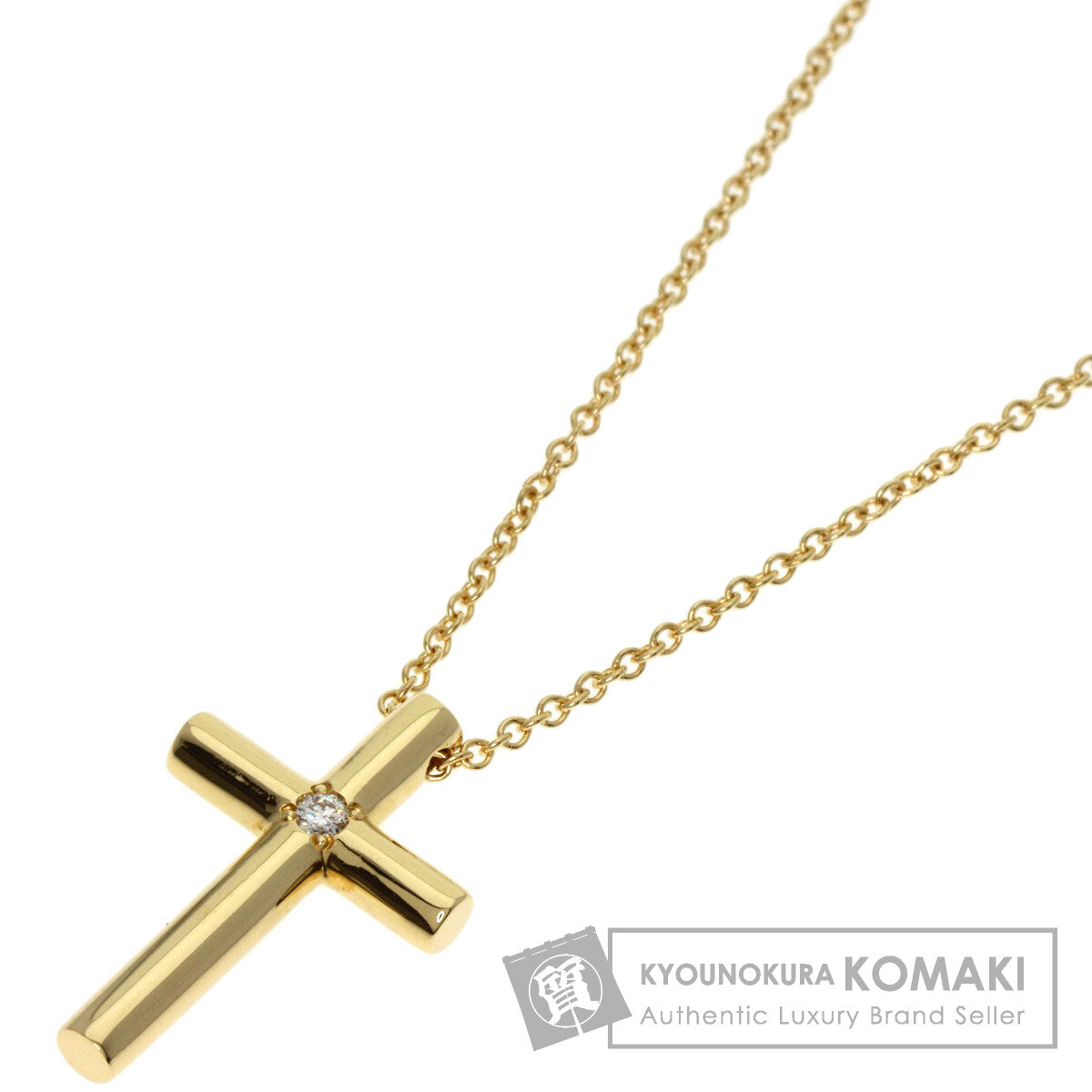 TIFFANY&Co.   Necklace Cross 1P Diamond K18 Yellow Gold Ladies