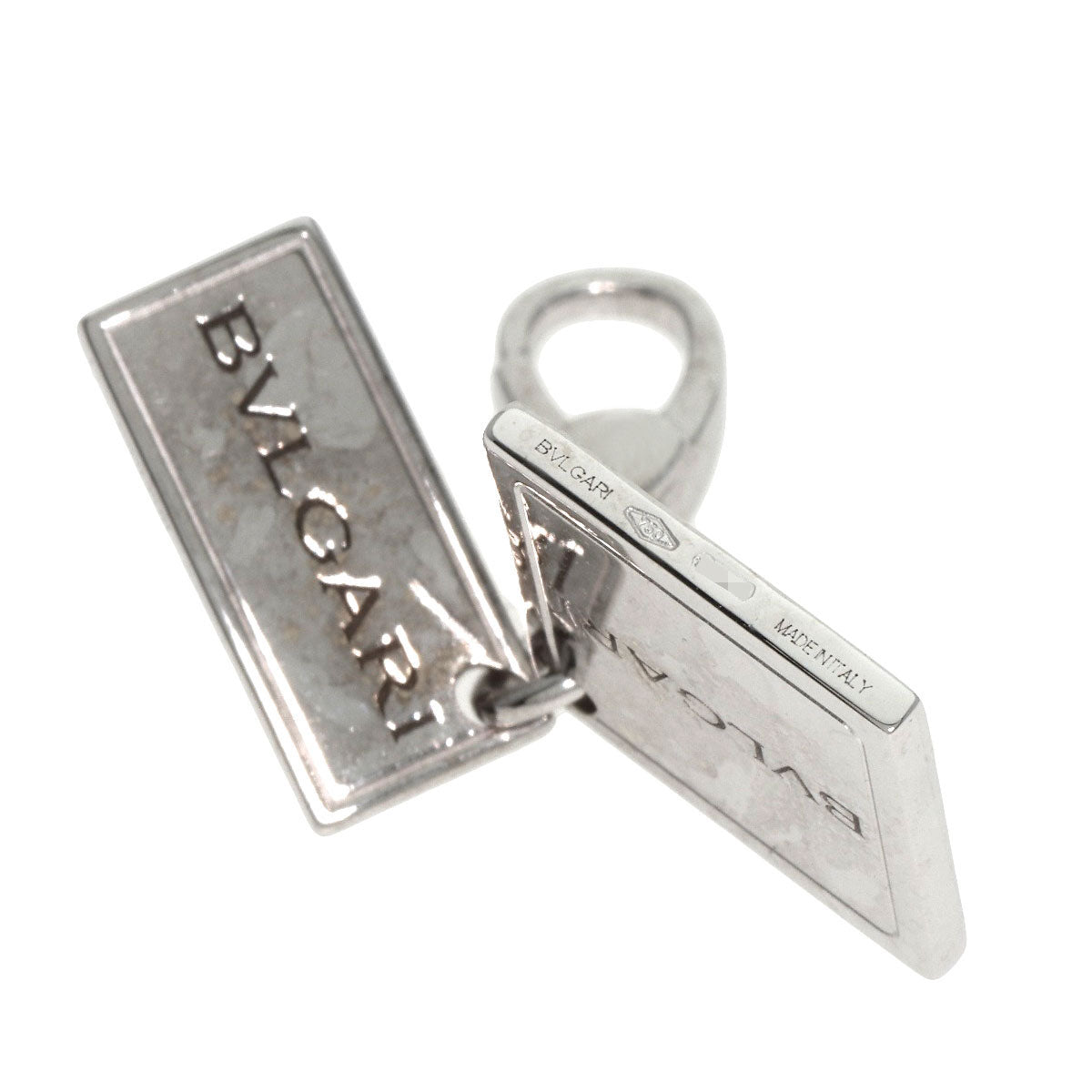 BVLGARI Square Logo Ginza 6-chome Japan Exclusive Pendant top K18 White Gold Ladies [Used]