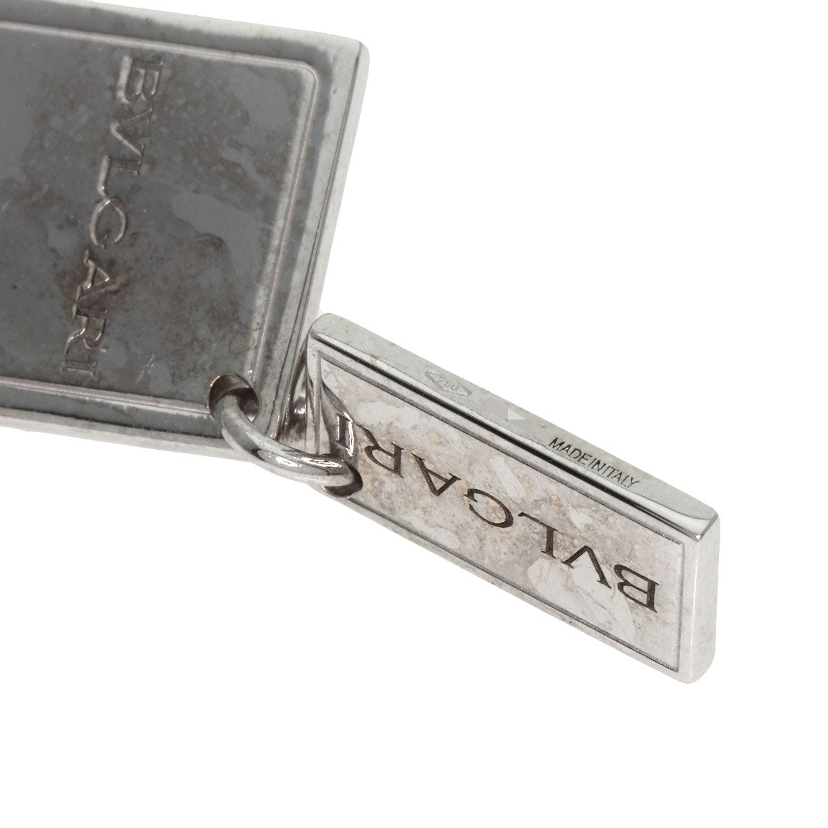 BVLGARI Square Logo Ginza 6-chome Japan Exclusive Pendant top K18 White Gold Ladies [Used]