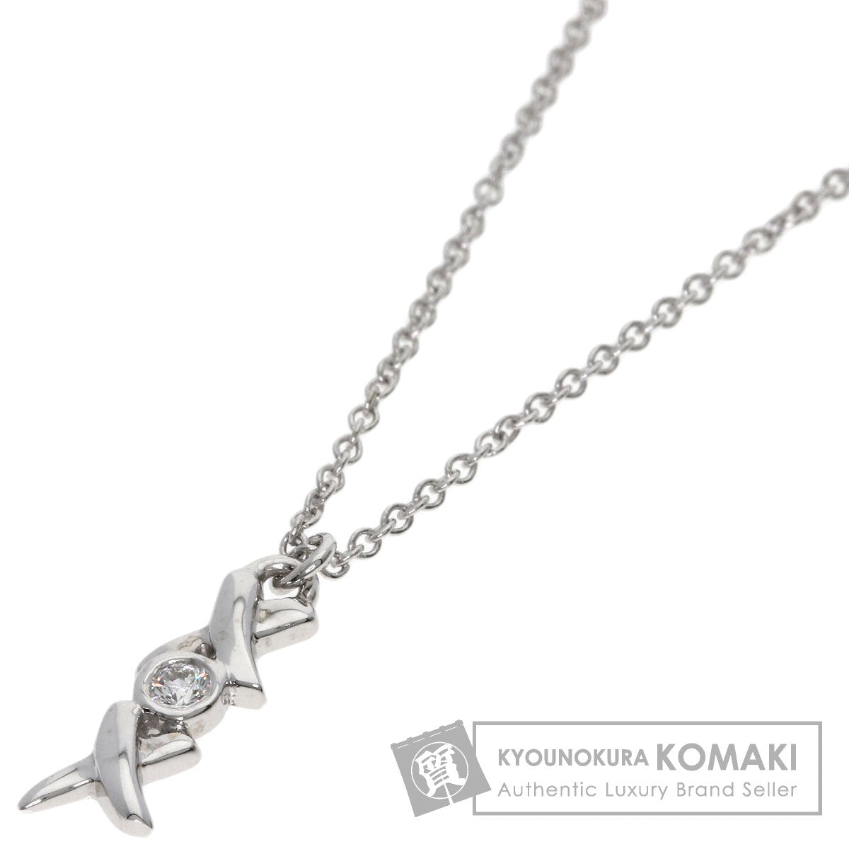 TIFFANY&Co. Paloma Picasso Love & Kiss 1P Diamond Necklace K18 White Gold Ladies [Used]