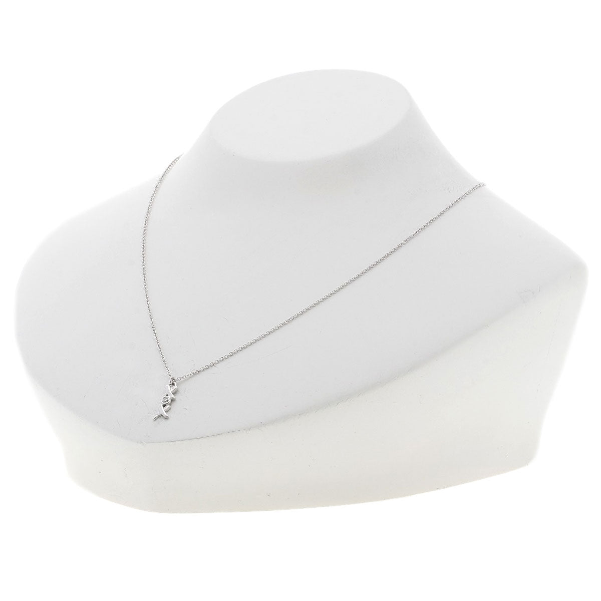 TIFFANY&Co. Paloma Picasso Love & Kiss 1P Diamond Necklace K18 White Gold Ladies [Used]