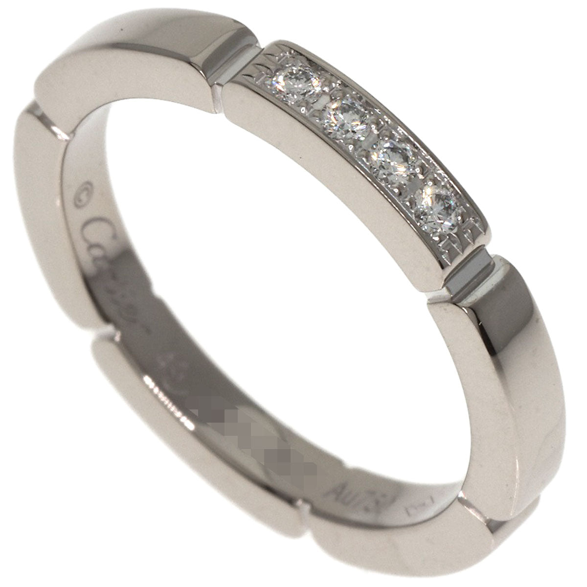 CARTIER   Ring Mayon PANTHERE 4P Diamond # 49 K18 White Gold Ladies