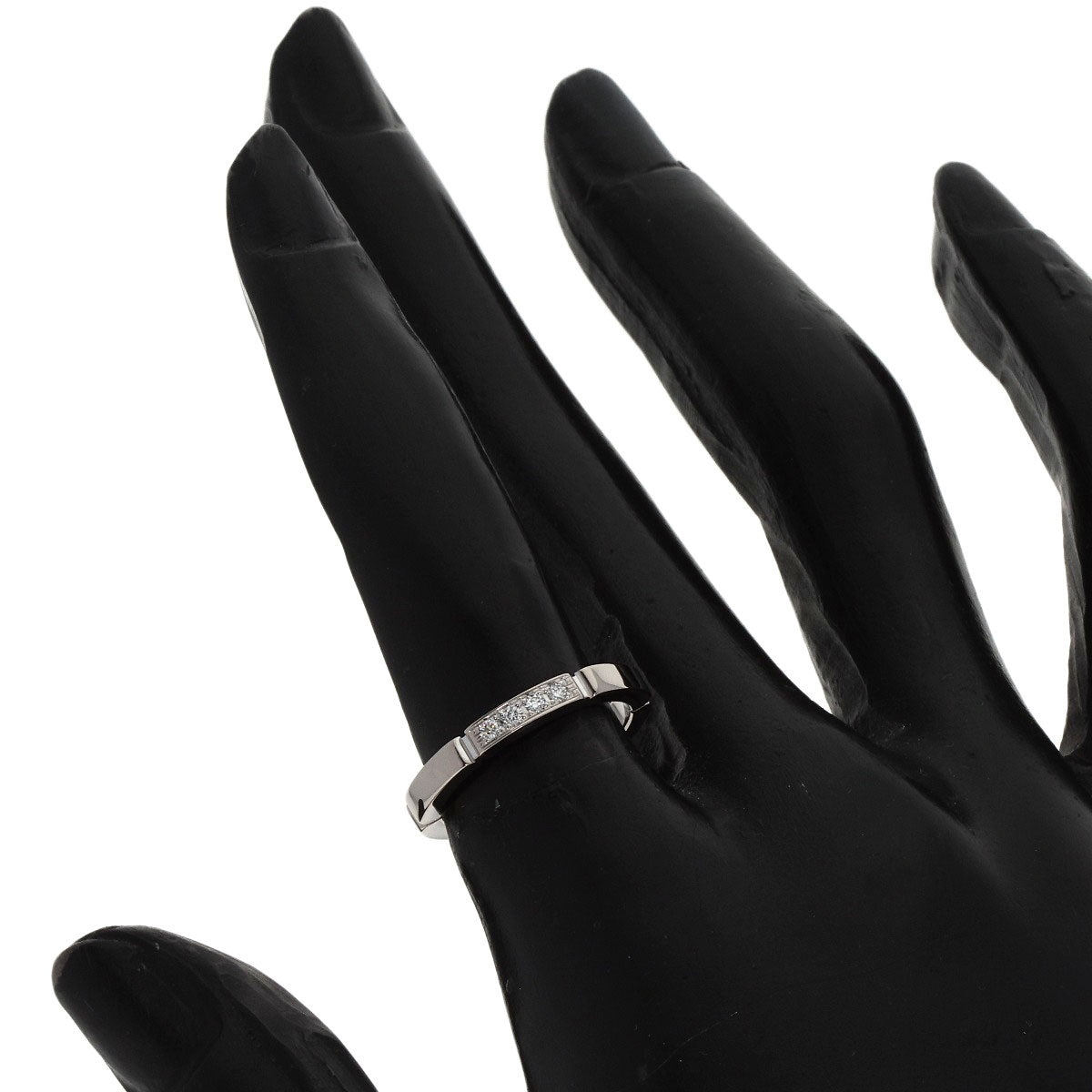 CARTIER   Ring Mayon PANTHERE 4P Diamond # 49 K18 White Gold Ladies
