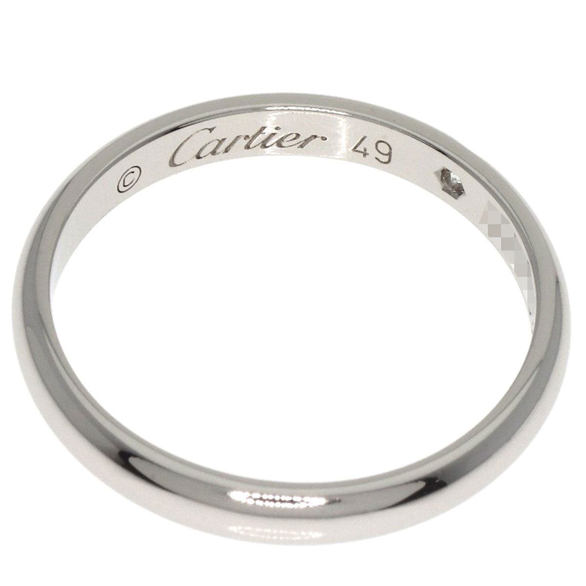 CARTIER   Ring Classic Wedding Band 1P Diamond #49 Platinum PT950 Ladies