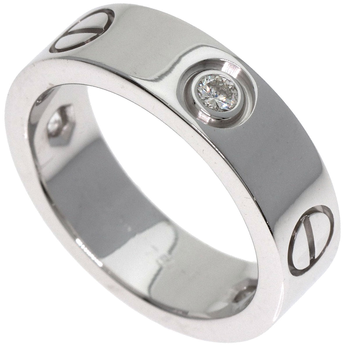 CARTIER love ring half diamond # 50 Ring K18 White Gold Ladies [Used]