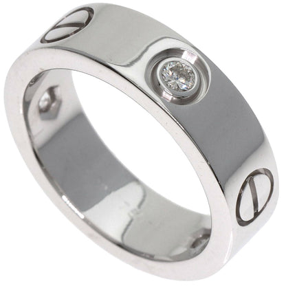 CARTIER love ring half diamond # 50 Ring K18 White Gold Ladies [Used]