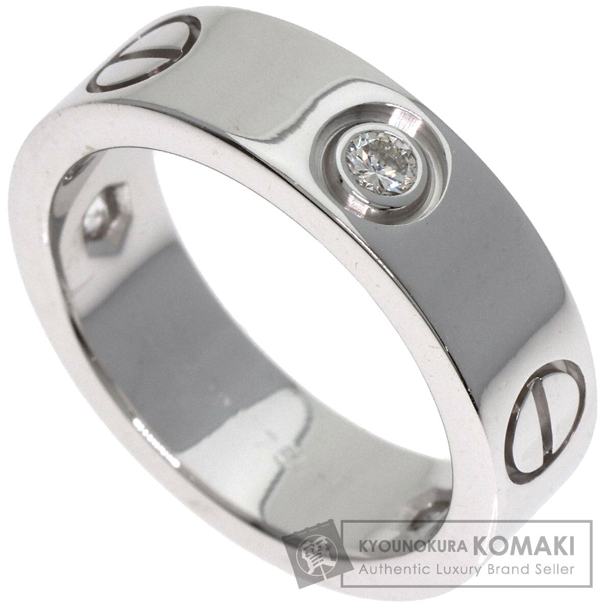 CARTIER love ring half diamond # 50 Ring K18 White Gold Ladies [Used]