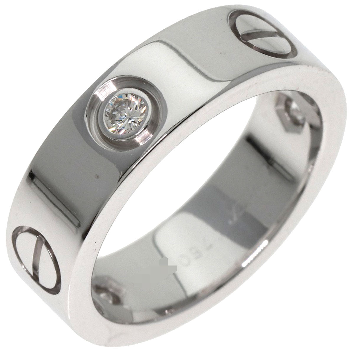 CARTIER love ring half diamond # 50 Ring K18 White Gold Ladies [Used]