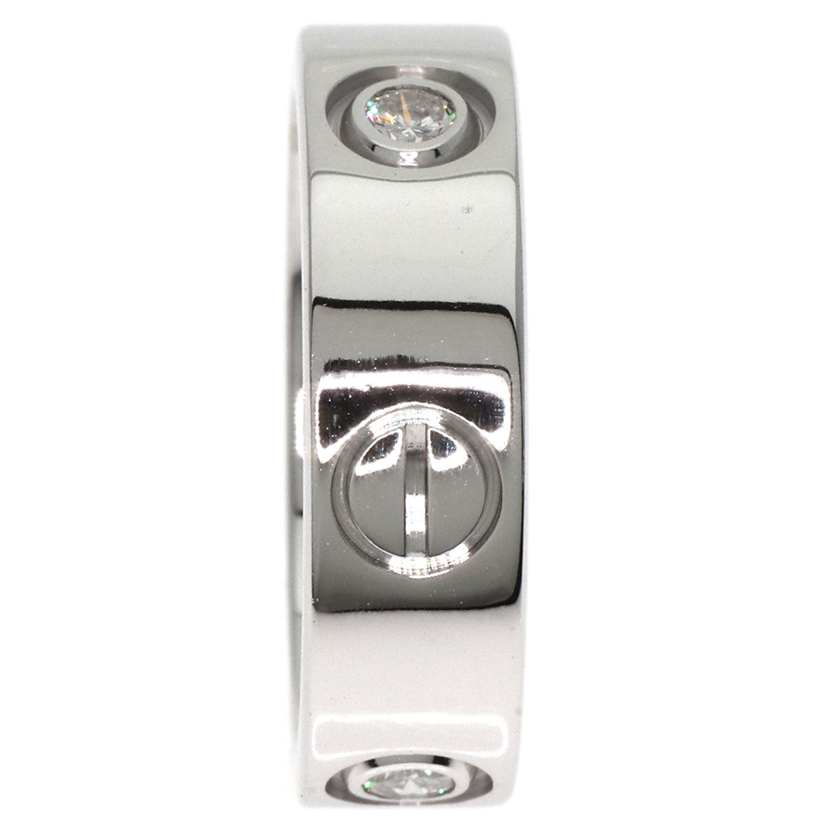 CARTIER love ring half diamond # 50 Ring K18 White Gold Ladies [Used]