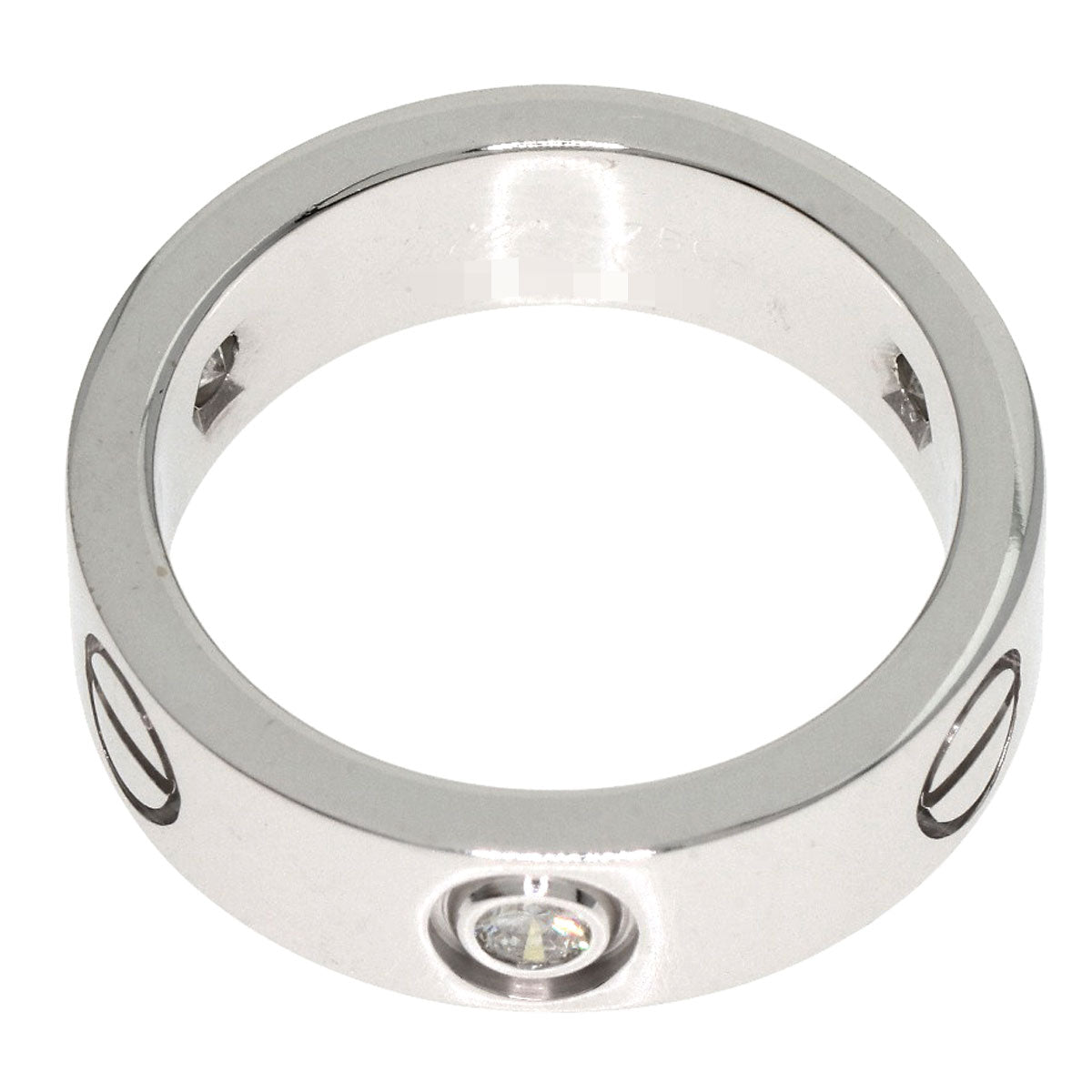 CARTIER love ring half diamond # 50 Ring K18 White Gold Ladies [Used]