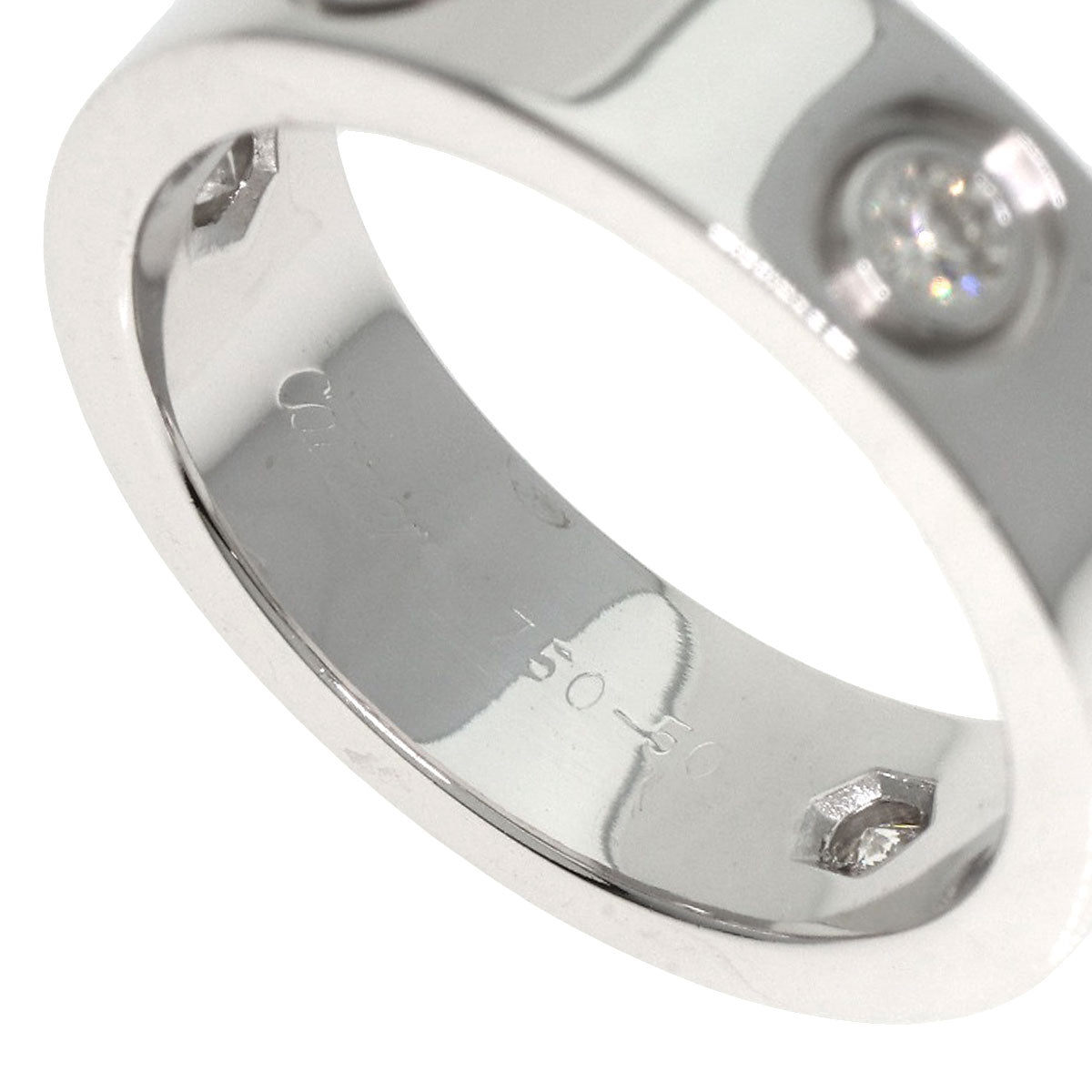 CARTIER love ring half diamond # 50 Ring K18 White Gold Ladies [Used]