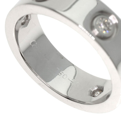 CARTIER love ring half diamond # 50 Ring K18 White Gold Ladies [Used]
