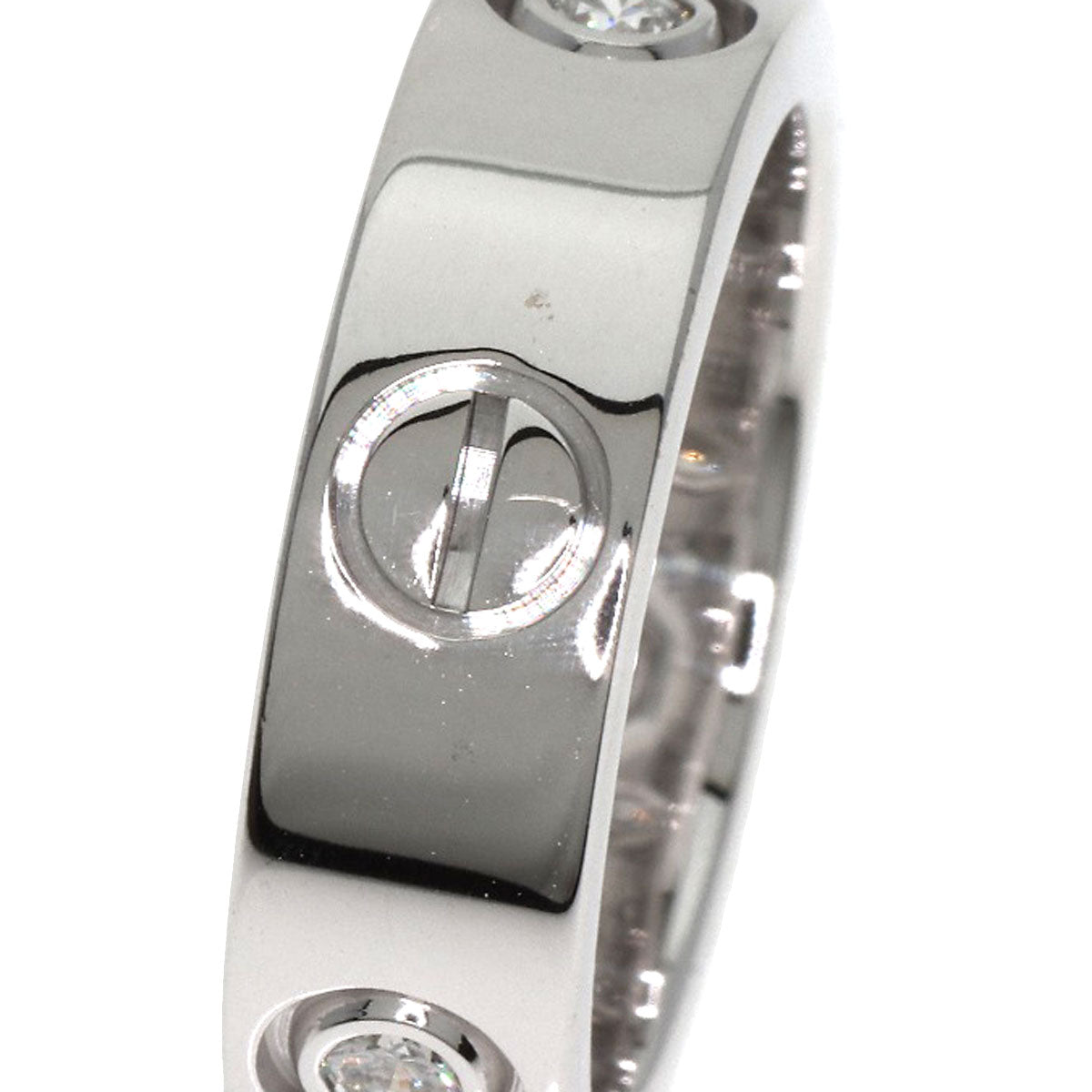 CARTIER love ring half diamond # 50 Ring K18 White Gold Ladies [Used]