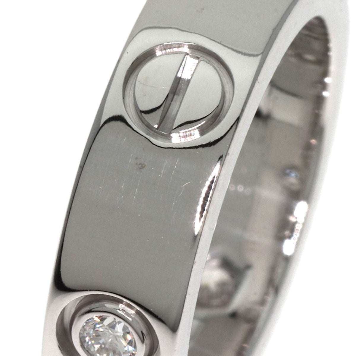 CARTIER love ring half diamond # 50 Ring K18 White Gold Ladies [Used]
