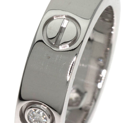 CARTIER love ring half diamond # 50 Ring K18 White Gold Ladies [Used]