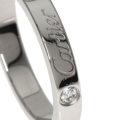 CARTIER   Ring Engraved 1P Diamond # 49 Platinum PT950 Ladies