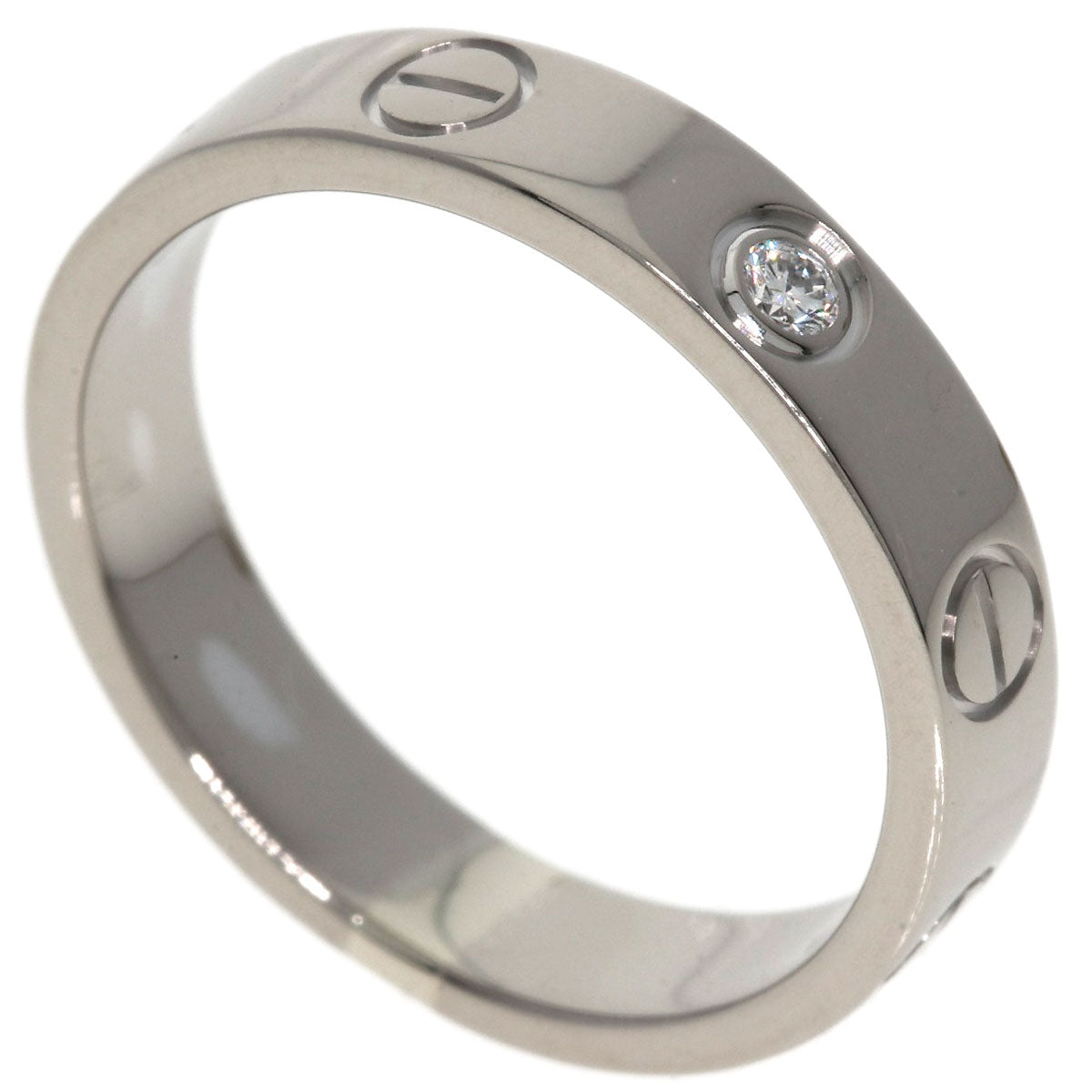 CARTIER   Ring mini love ring 1P Diamond K18 White Gold Ladies