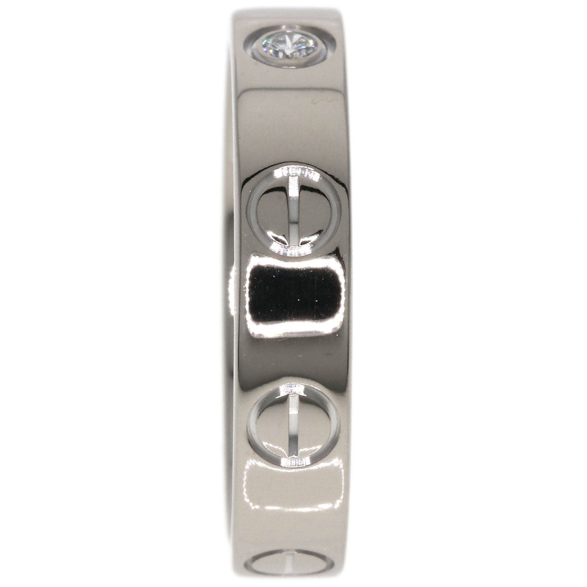 CARTIER   Ring mini love ring 1P Diamond K18 White Gold Ladies