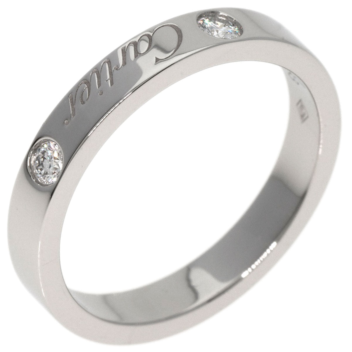 CARTIER   Ring Engraved 2P Diamond #50 Platinum PT950 Ladies