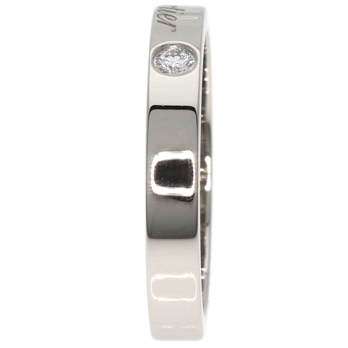 CARTIER   Ring Engraved 2P Diamond #50 Platinum PT950 Ladies