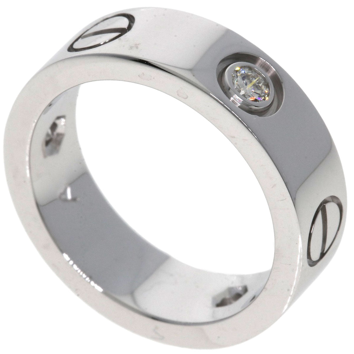 CARTIER   love ring half diamond # 49 Ring  K18 White Gold Ladies [Used]