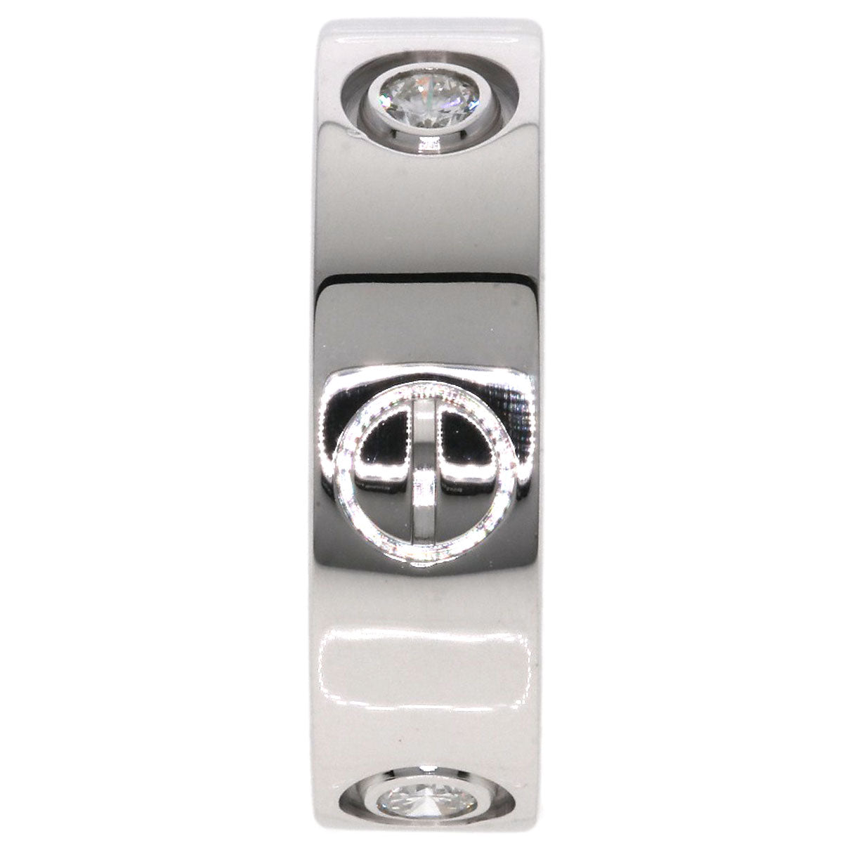 CARTIER   love ring half diamond # 49 Ring  K18 White Gold Ladies [Used]
