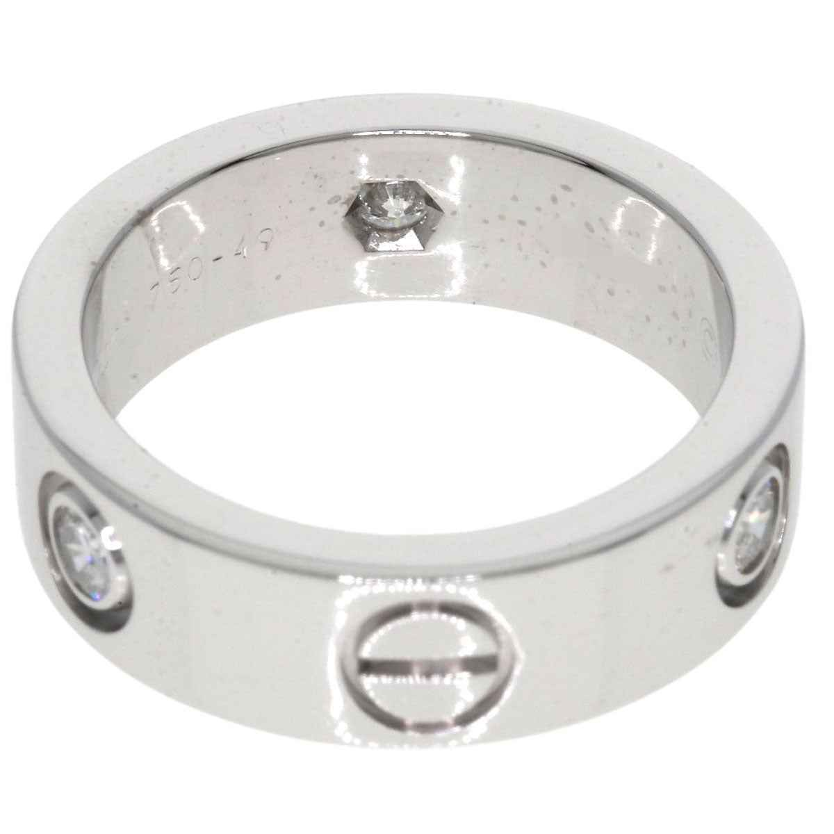 CARTIER   love ring half diamond # 49 Ring  K18 White Gold Ladies [Used]