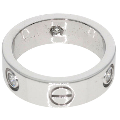 CARTIER   love ring half diamond # 49 Ring  K18 White Gold Ladies [Used]