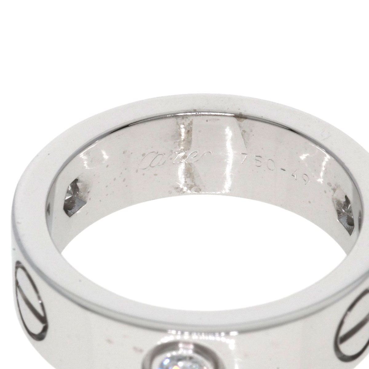 CARTIER   love ring half diamond # 49 Ring  K18 White Gold Ladies [Used]
