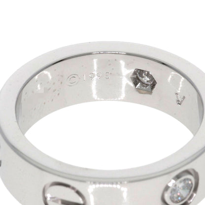 CARTIER   love ring half diamond # 49 Ring  K18 White Gold Ladies [Used]