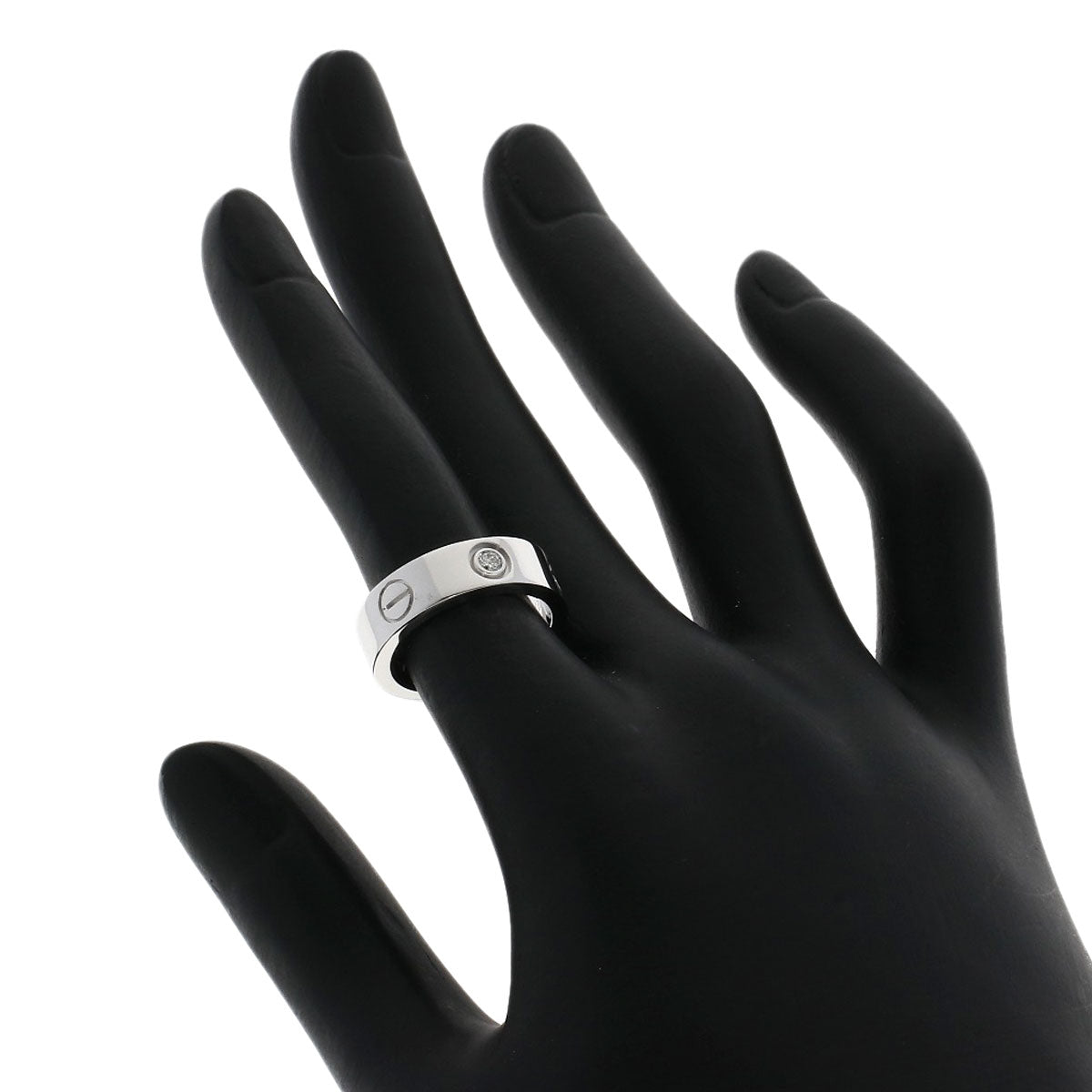 CARTIER   love ring half diamond # 49 Ring  K18 White Gold Ladies [Used]