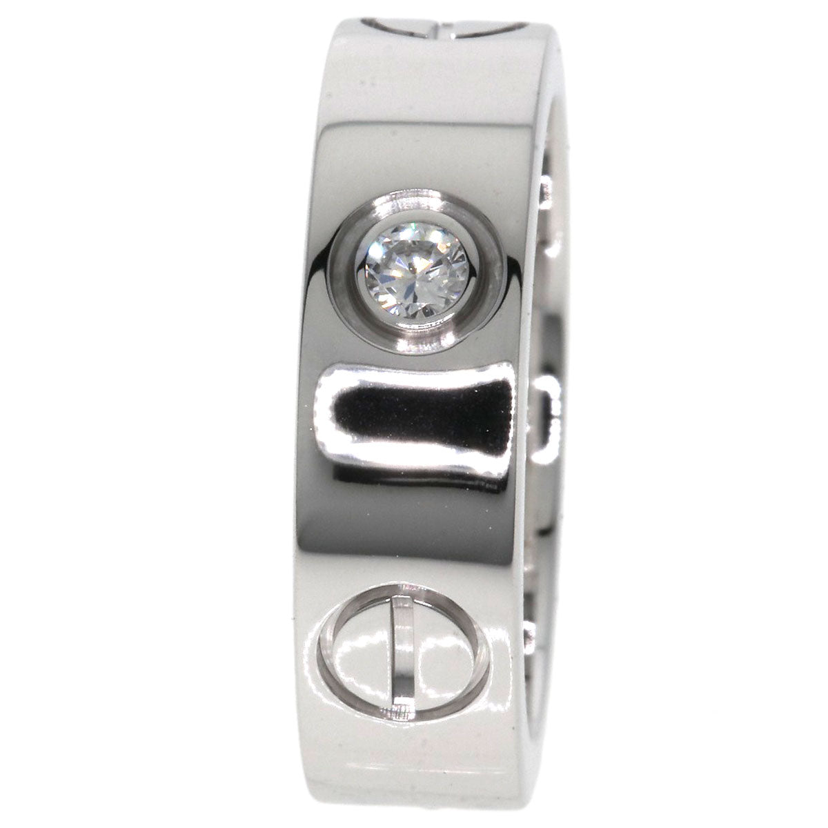 CARTIER   love ring half diamond # 49 Ring  K18 White Gold Ladies [Used]