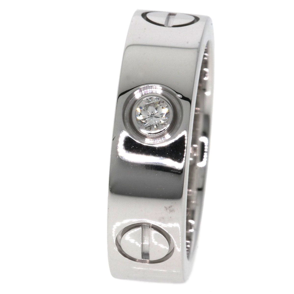 CARTIER   love ring half diamond # 49 Ring  K18 White Gold Ladies [Used]