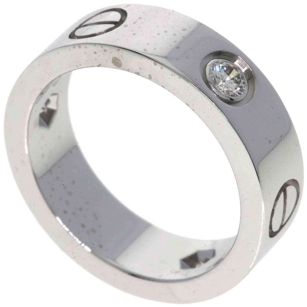 CARTIER   love ring half diamond # 50 Ring  K18 White Gold Ladies [Used]