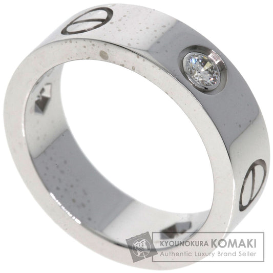 CARTIER   love ring half diamond # 50 Ring  K18 White Gold Ladies [Used]